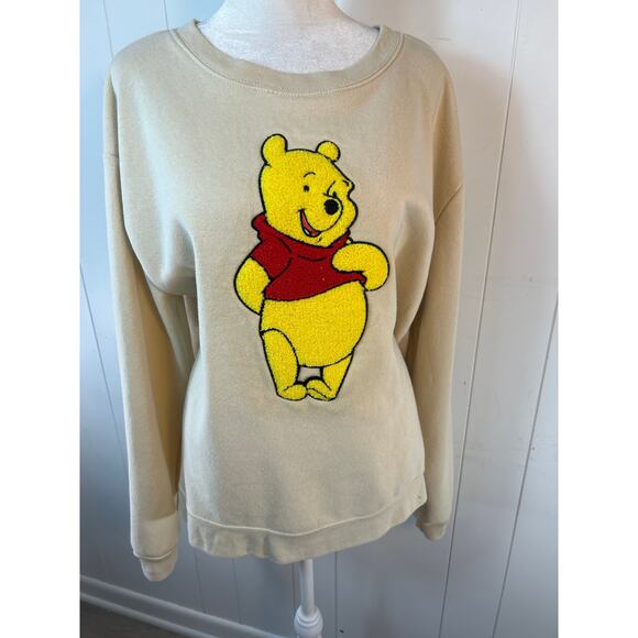 Winnie the Pooh Vintage Tan Sweatshirt with Raised Sown Logo. Size XXL - Picture 1 of 4